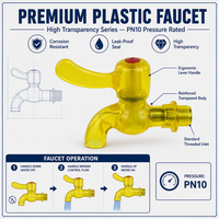 Robinet à bec en PVC transparent de Chine, Robinet en plastique anti-corrosion pour ferme, jardin, usage domestique, plomberie extérieure, vente en gros OEM