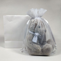 Ours en peluche marron en bambou et bois tressé pour enfant, cadeau d'anniversaire, jouet en peluche avec nœud papillon, vente en gros