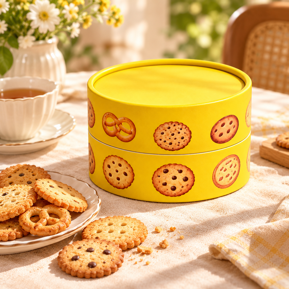 Yellow Biscuit Print Bakery Gift Packaging Pleated Liner Round Paper ...