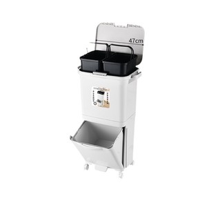 Kitchen Trash Can With Lid <b>Large</b> Capacity Sorting <b>Bin</b> For Indoor Use Rectangular Shape Portable Food Waste Storage Bucket - Product Image 4