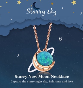 ALICE Gioielli Raffinati, Collana con Ciondolo Luna e Stella in Argento Sterling 925 e Opale Naturale, Regalo per San Valentino e Festa della Mamma - Product Image 2