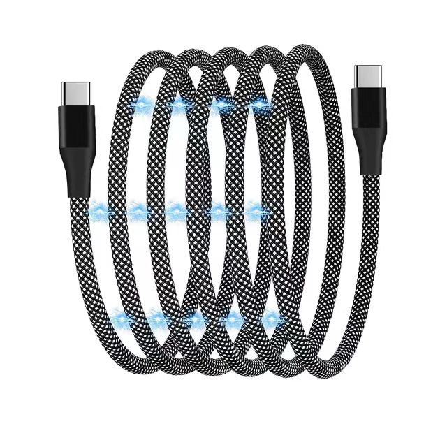 Magnetic USB-C to C PD Fast Charge 100W Nylon Braid Cable for Computer Camera & Earphone with Tinned Copper Conductor
