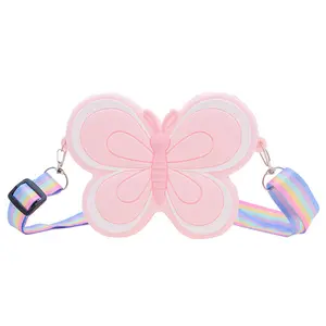 POSH DREAMS 귀여운 다채로운 나비 달콤한 스타일 아기 소녀 외출 대각선 보관 미니 작은 가방 실리콘 동전 지갑