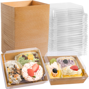 Cajas de cartón para charcutería, cajas cuadradas para postres, pasteles, para panadería, macarrones, donuts, sándwiches con tapas transparentes - Product Image 1