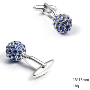 銅合金金メッキ丸型ブルークリスタルカフスボタン クラシック高級アクセサリー シャツ用フレンチカフス - Product Image 6