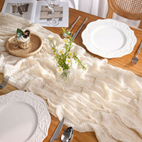Lot de 6 chemins de table en gaze de coton ivoire de 3,05 m (10 pieds), 35x120 pouces, réutilisables, lavables et durables pour mariages, fêtes et événements