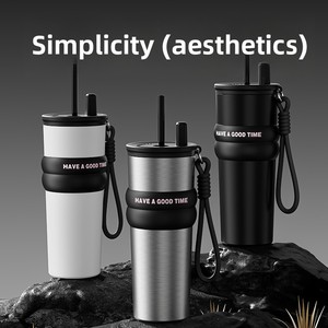 Tazza Termica con Cannuccia a Tema Cartone Animato, Isolamento Sottovuoto, Regalo per Uomini e Donne, Acciaio Inossidabile 316, Grande Capacità 30oz per Caffè - Product Image 2