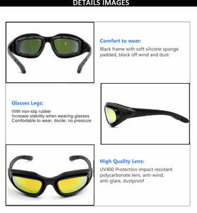 Lunettes de soleil tactiques C5 pour hommes, protection solaire, écran balistique, lunettes de moto, lunettes tactiques - Product Image 5