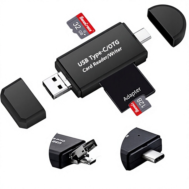 External USB 2.0/USB-C Memory Card Reader OTG Adapter for SD SDHC Micro SDHC Micro TF/UHS-I Cards Android Phones/Tablets