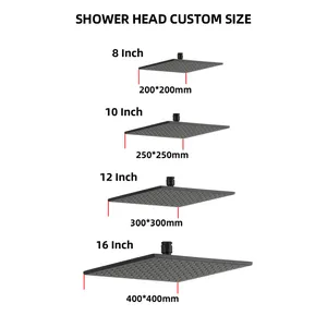 Shower System High Pressure Douche Square Shower Set Bathroom Concealed Black Wall Mounted 12-inch Brass Modern Contemporary