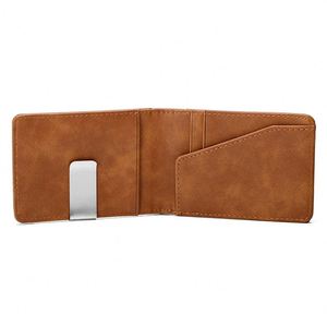 Men ID <b>Card</b> <b>Holder</b> Bifold Pocket <b>Wallet</b> with Metal Clip Short PU Leather Cash Money Clip <b>for</b> Daily Business Use - Product Image 4