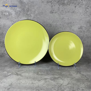 Vajilla <span class=keywords><strong>de</strong></span> Cerámica <span class=keywords><strong>de</strong></span> China a Precio Económico, 16 Piezas, Color Verde Lima Brillante, Vajilla Moderna <span class=keywords><strong>de</strong></span> Gres para <span class=keywords><strong>Restaurante</strong></span> - Product Image 2