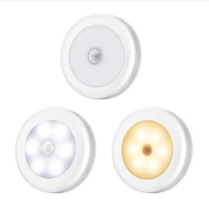 Luz Nocturna LED de 6 Leds con Encendido/Apagado Automático, Adhesiva, Funciona con Batería, Inalámbrica, con Sensor de Movimiento, Lámpara para Gabinete - Product Image 1