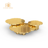 Tables basses de luxe en acier inoxydable doré 3 pcs pied moderne rond brillant or centre de table ensemble pour le salon