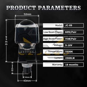 Lente Bifocal <span class=keywords><strong>de</strong></span> Matriz Biled JC-09 <span class=keywords><strong>de</strong></span> Venta Directa <span class=keywords><strong>de</strong></span> Fábrica, Lente <span class=keywords><strong>de</strong></span> Proyector Láser Bi-LED <span class=keywords><strong>de</strong></span> 5800K 30W/35W para Automóvil - Product Image 2