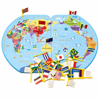 Rompecabezas de Mapa del Mundo con Banderas Nacionales para Niños de 3+ Años, Aprendizaje de Geografía Montessori, Juguete de Tela de Fieltro Resistente, Logotipo Personalizado OEM ANNA & BECK