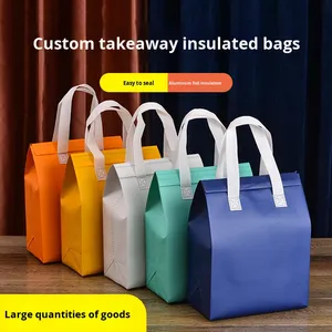 Sacs isothermes personnalisés en coton perlé non tissé, sacs d'emballage jetables pour la restauration rapide, le thé au lait, le traiteur, et les sacs fourre-tout pour le pain - Product Image 3
