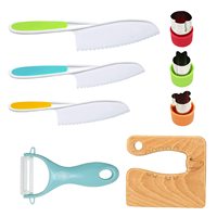 Ensemble de couteaux en bois pour enfants, couteaux de cuisine pour enfants, 11 pièces avec planche à découper, accessoires de cuisine, ustensiles de cuisson, kits de cuisine pour enfants