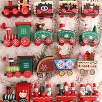 Décorations de Train de Noël Bonhomme de neige peint en bois Cadeaux de Nouvel An pour enfants et décoration de la maison