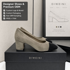 Zapatos de Tacón de Bloque de Gamuza Caqui de Diseño de Lujo para Mujer, Zapatos de Vestir de Alta Calidad con Punta Cerrada, Tacones de Punta, Chaussures, Zapatillas, Nuevos - Product Image 1