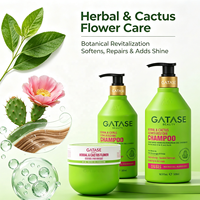 Ensemble de soins capillaires réparateurs à la fleur de cactus sans sulfate, shampoing nourrissant, après-shampoing, masque capillaire pour cheveux secs et abîmés, utilisation en salon, végétalien