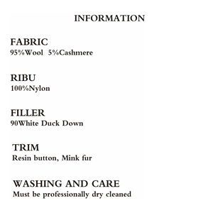 <span class=keywords><strong>Doudoune</strong></span> en cachemire mi-<span class=keywords><strong>longue</strong></span> confortable pour <span class=keywords><strong>femme</strong></span> Tweed double face avec fermeture à double boutonnage en canard blanc Doublure en nylon pour l'hiver - Product Image 5