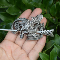 Bâton à cheveux gothique pour femme de 16 cm, libellule, épée fantastique, épingle à cheveux, bijoux coulissants