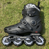 Rollers en Ligne Professionnels à Plat « Flat Flower » pour Hommes, Femmes et Étudiants – 4 Roues, Noir et Or, avec Châssis Cool en Alliage d'Aluminium