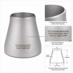 Reductor Concéntrico de Acero Duplex 2205, Soldadura a Tope, Resistente a Cloruros (SCC), Resistente a Productos Químicos Clor-Alcalinos, ASME B16.9, ASTM A815, UNS S32205 - Product Image 3