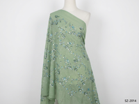 Robe de soirée de luxe en tissu extensible tricoté à fleurs brodé de sequins en mousseline vert clair pour filles, textile brodé