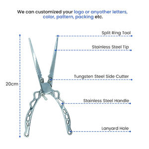 Pinza Tagliafilo in Acciaio al Tungsteno per Anelli Aperti in Acciaio Inox Pinza da Pesca a Becco Lungo 8'' - Product Image 2