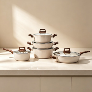 Ensemble de poêles antiadhésives en pierre d'aluminium pour la cuisson domestique, multifonctionnelles pour frire, sauter et faire bouillir des soupes - Product Image 1