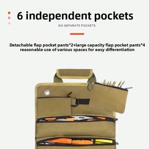 Sac à outils d'électricien promotionnel durable en tissu Oxford épaissi avec fermeture éclair, nouveau sac enroulable en toile pour outils de quincaillerie - Product Image 4