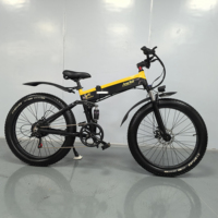 Vélo électrique pliable 26 pouces à pneus larges, moteur arrière sans balais 500W, batterie lithium 48V 10.4Ah, cadre en aluminium, étanche, pour ville, neige et route