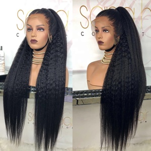วิกผมตรงแบบ Afro Yaki ขายส่ง <span class=keywords><strong>ผม</strong></span>แท้บราซิล Remy Virgin แบบหยิกตรง วิกผมหน้าผากลูกไม้แบบเต็มศีรษะ 13x4 360 HD สำหรับผู้หญิงผิว<span class=keywords><strong>สี</strong></span> - Product Image 3