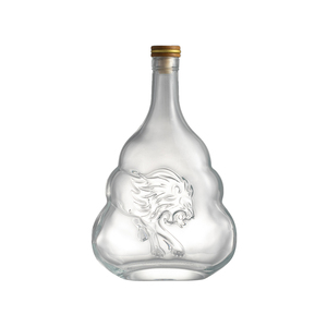 2000ml phẳng Fan Shaped Glass Whisky chai sư tử biểu tượng dập nổi Glass Brandy chai với nút chai - Product Image 1