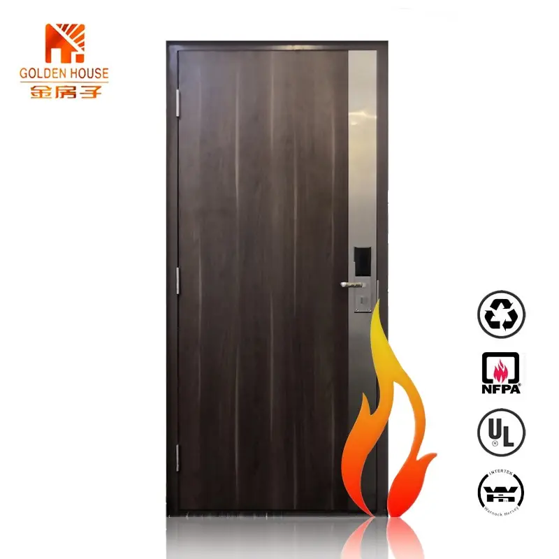 Desain modern hotel terdaftar ul pintu raed api kayu laminasi untuk komersial