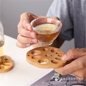 Beech <b>Wood</b> Lotus Root <b>Slice</b> Coaster Heat Insulating Modern Simple Design For Tea Coffee Mug - Product Image 4