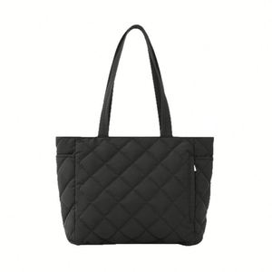 Sac fourre-tout portable en nylon pour femme avec fermeture éclair, deux sangles, motif géométrique, sac à main décontracté doux et moelleux pour usage quotidien, sport et gym - Product Image 1
