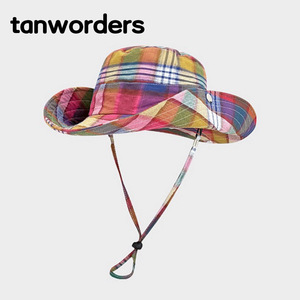 Dopamine Colorful Plaid Bucket <b>Hat</b> Women Men Spring Summer Korean Style Wide Brim UV Protection Sun <b>Hat</b> for Camping Hiking - Product Image 2