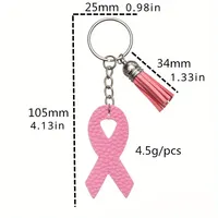 Porte-clés en cuir PU rose pour la sensibilisation au cancer du sein, cadeau souvenir de campagne, bijoux faits main pour femmes