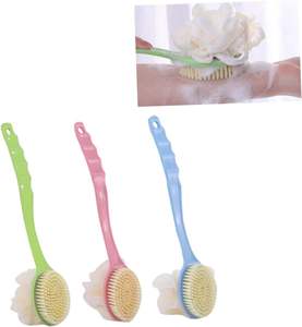 Long Handle Soft Bristle Bath <b>Brush</b> Hangable Double-sided Bath <b>Brush</b> with Bath Flower - Product Image 6
