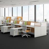 Poste de travail de bureau modulaire moderne et durable pour 4, 6, 8 ou 12 personnes avec cloison et armoire de rangement, hauteur réglable