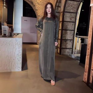 Otoño nueva moda terciopelo alto color sólido vestido traje <span class=keywords><strong>Mujer</strong></span> - Product Image 6