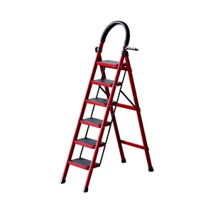 Household Red Foldable Extension Ladder Convenient Step Ladder 2-6 Steps
