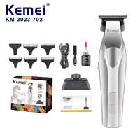 Tondeuse à cheveux Kemei Km-3023-702 avec base sans fil et chargeur USB, lame en métal véritable avec revêtement DLC, 9000 tr/min, certifiée CE