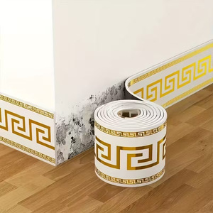 Décoration murale de luxe pour la maison, 10 cm x 5 m, bande adhésive en PVC, plinthe murale autocollante, autocollant mural pour la cuisine - Product Image 1
