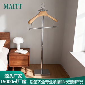 Perchero de pie de acero inoxidable, perchero de oficina de acero y madera, perchero de pie para habitación de hotel, perchero de pie para suite - Product Image 5