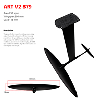 Vente chaude GY ART V2 879 Aile hydrofoil en fibre de carbone 790 cm² Noir pour le surf en lac et en rivière
