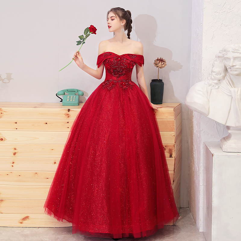 green emerald velvet dress Red Glitter V-Neck Mermaid Prom Dress with Sequins & Slit main image 0